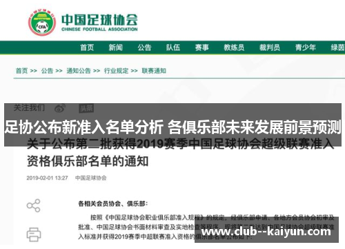 足协公布新准入名单分析 各俱乐部未来发展前景预测